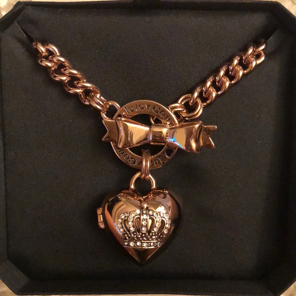 Juicy Couture Box Toggle Heart Crown Necklace